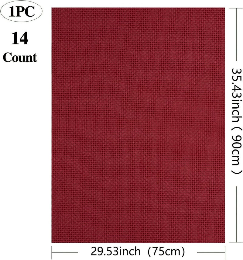 Zhenqing 14CT Aida Cloth - 30x35 Inch Cross Stitch Fabric for Embroidery, Pre-Cut Needlework Material, Acid-Free, Durable Weave(Wine red) - Image 2